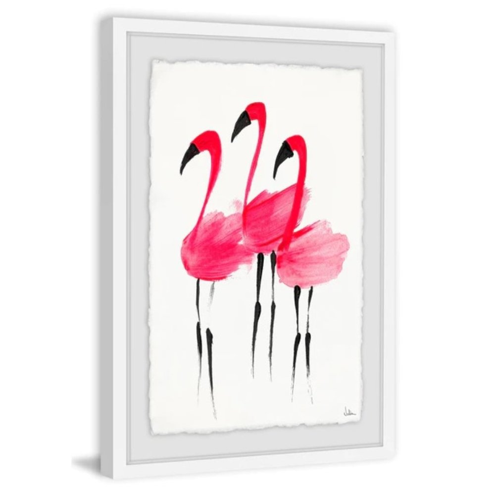Flush Flamingoes (Framed print) 12 x 18 inch